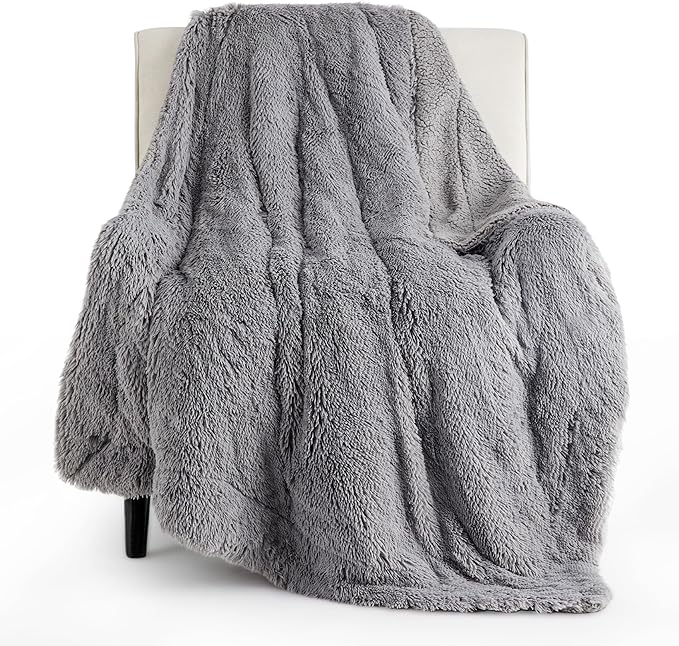Bedsure GentleSoft Fuzzy Sherpa Faux Fur Twin Blanket Grey Cozy Gifts by Unknown