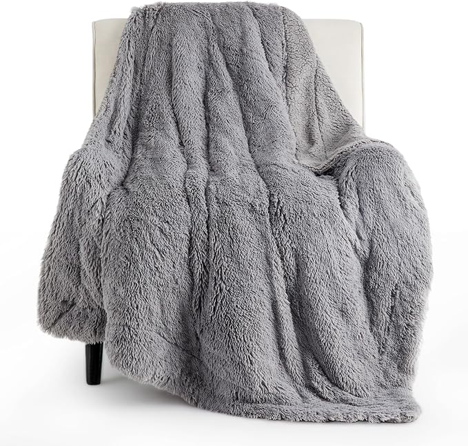 Bedsure GentleSoft Fluffy Grey Throw Blanket, Soft Sherpa Fleece Fuzzy Plush by Unknown