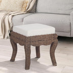 JONATHAN Y Rowan 18.5" Black Wash Woven Rattan Vanity Stool - Image 2