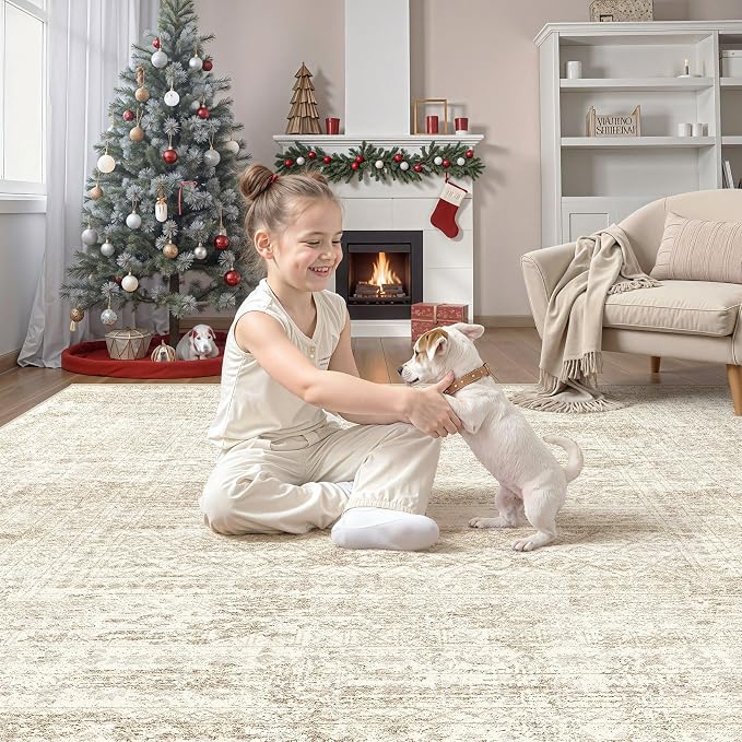 UERMEI Square Area Rugs : Washable 10x10 Neutral Modern Abstract Carpet - Image 7
