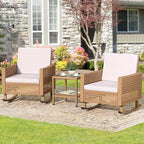 YITAHOME 3 Pieces Patio Wicker Rocking Chair Set, Outdoor Patio Furniture Set - Image 7