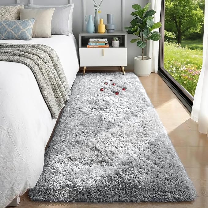 Grey Runner Rugs for Hallway 2x6 Ft, Long Bedside Rugs Bedroom Kids | Super by PAGISOFE