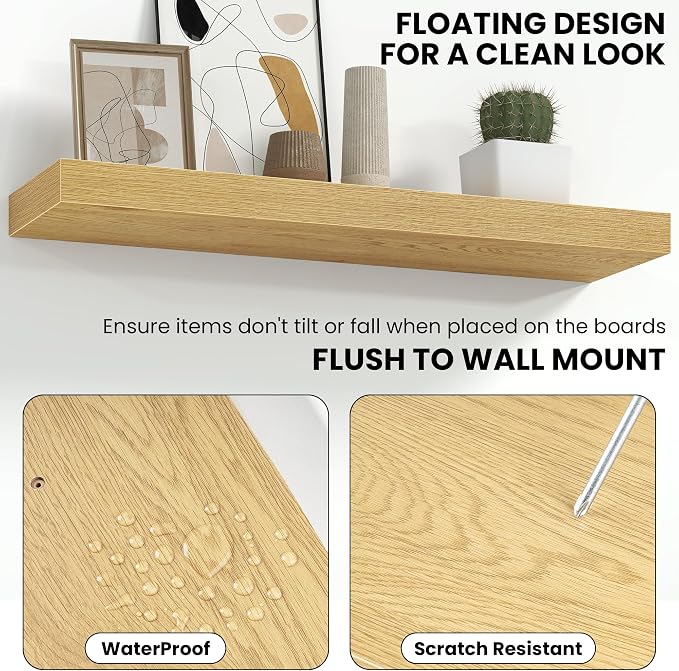 Fun Memories 67 Inch Fireplace Mantel Shelf, Deep Floating Shelves - Image 4