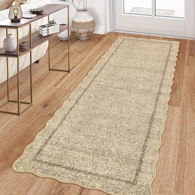 GarveeHome Scalloped Washable 2x6 ft Modern Kitchen Runner Rug Non Slip | by GarveeHome