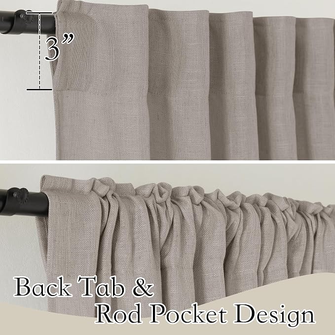 RYB HOME Linen Semi Sheer Curtains - Image 3