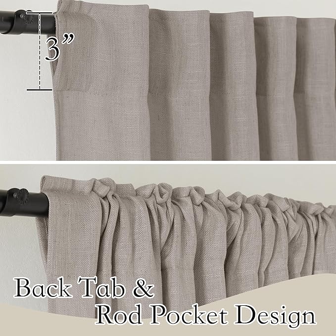 RYB HOME Farmhouse Boho Linen Sheer Curtains 90 inches Long - Image 2