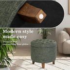 Homepop Home Decor | Upholstered Round Tufted Foot Rest Ottoman | Ottoman - Image 5