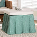 Bali & pari Palm Bohemian Seafoam Green Scallop Rattan Ottoman - Image 2