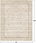 Washable Ivory Living Room Rug, 8x10 Non Slip Area Rugs - Image 2