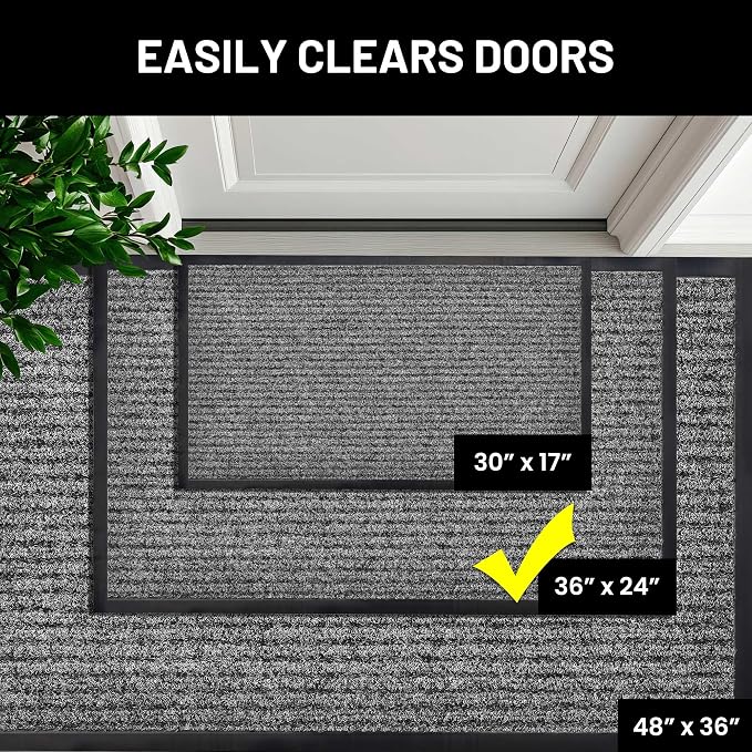 Front Door Mat, Indoor Outdoor Welcome Muddy Doormat, 36x24 Battleship Gray | - Image 4