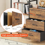 AFLUI Triple Bookshelf with 3 Fabric Drawers, 5-Tier Book Shelf and 10 Display - Image 4