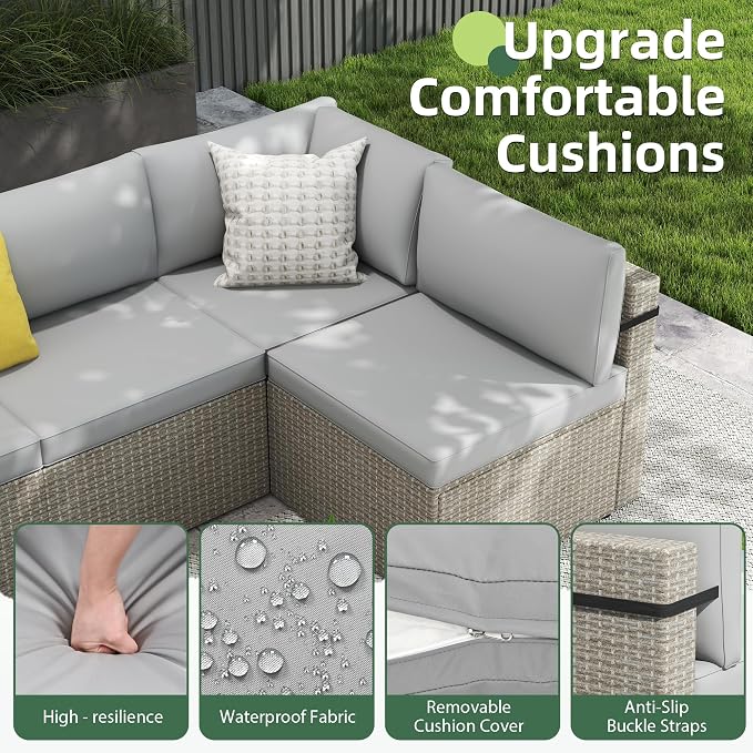 7-Piece Outdoor Sectional Sofa Set, Weather-Resistant Patio Furniture Set - Image 6