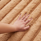 Coffee Rabbit Striped Plush Rug 3'x5', Fluffy Faux Fur Shaggy Area Rug - Image 4
