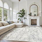Soalmost Washable Area Rug 8x12 Large Soft Living Room Rugs Blue/Ivory | - Image 2