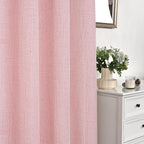 YoungsTex Light Pink Linen Curtains 63 Inch Length - Image 8