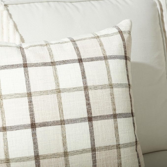 Stellhome Pack of 2 Faux Linen Buffalo Check Throw Pillow Covers, Farmhouse - Image 4