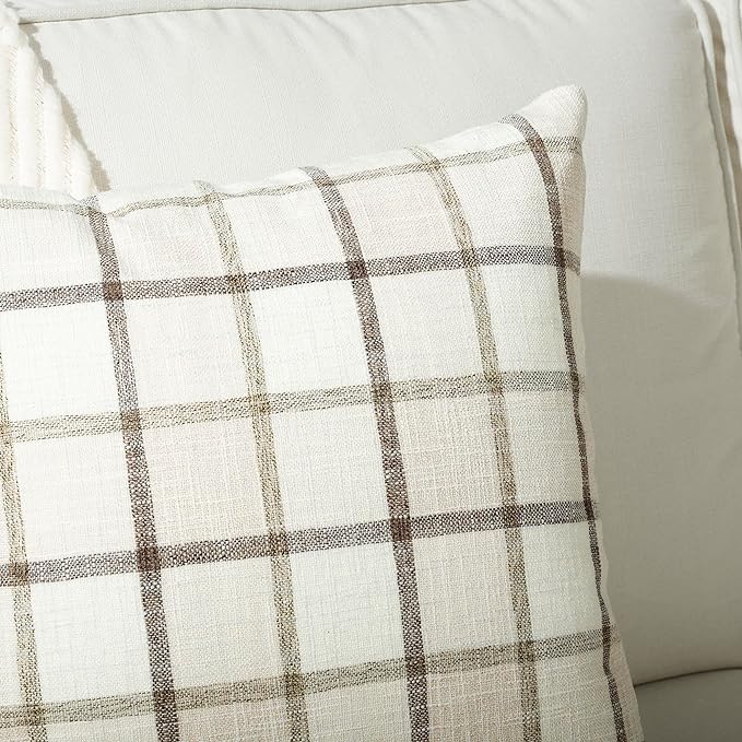 Stellhome Pack of 2 Fall Lumbar Linen Buffalo Check Throw Pillow Covers Autumn - Image 4