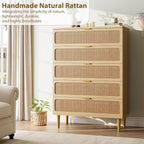 GarveeHome Rattan 5 Drawer Dressers - Image 6