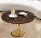 Coffee Table 24x24x18 Inch-Hand-Carved Solid Wood Center Table, Vintage Burnt - Image 5