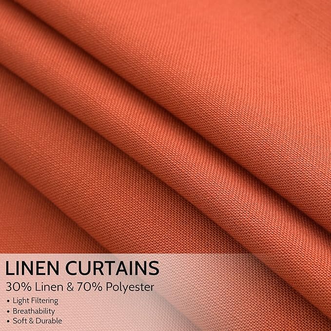 Bright Orange Curtains 63 Inches Long 2 Panel Sets - Image 2