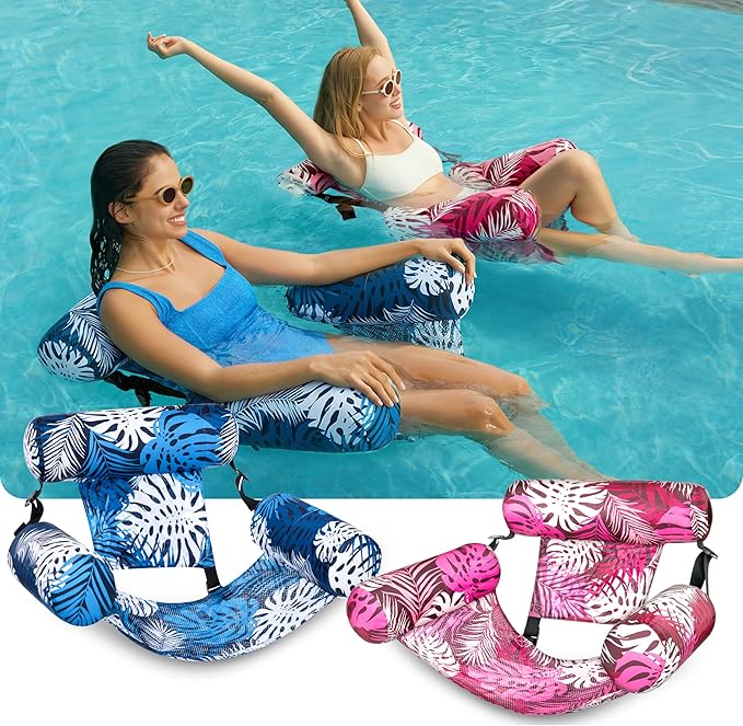 SLOOSH Inflatable Pool Floats Adult, 2 Packs Floating Lounge Chairs, Blow up - Image 2