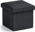 Ornavo Home Small Storage Ottoman Foldable Collapsible Cube Square Linen by OrnavoHome