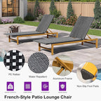 PURPLE LEAF Patio Chaise Lounge French Outdoor Lounger 1 Piece Wood-Grain - Image 4