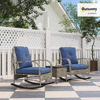 Outsunny 3 Piece Wicker Patio Furniture Set, PE Rattan Rocking Chairs - Image 2