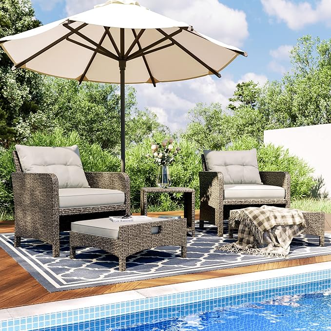 Pamapic Outdoor Furniture 5 Piece Patio Conversation Set, Wicker Rattan Patio - Image 2