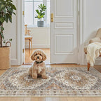 Madane Washable Area Rug 2x4, Small Entryway Rugs Non-Slip, Turmeric/Grey | - Image 2