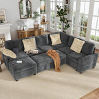 Hanherry Sectional Couch with Pull Out Sofa Bed, Chenille Sleeper Sofa with by Hanherry