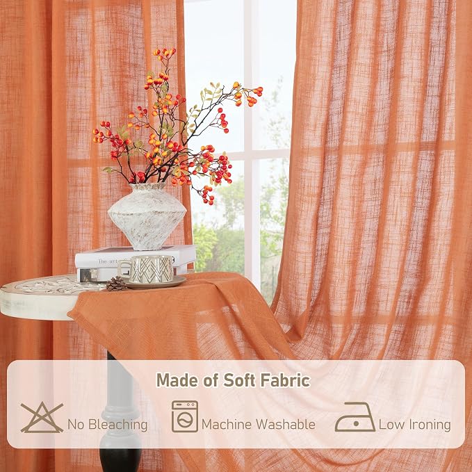 Burnt Orange 78 inch Linen Curtains - Image 9