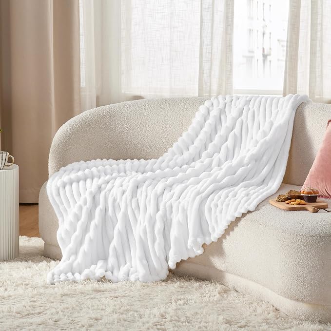 Bedsure Soft Throw Blanket for Couch Decor Gifts Bright White 50"x60" | - Image 6