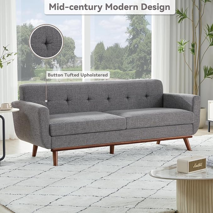 Kingfun 77.2" W Loveseat Sofa, Mid Century Modern Decor Love Seat Couches - Image 7