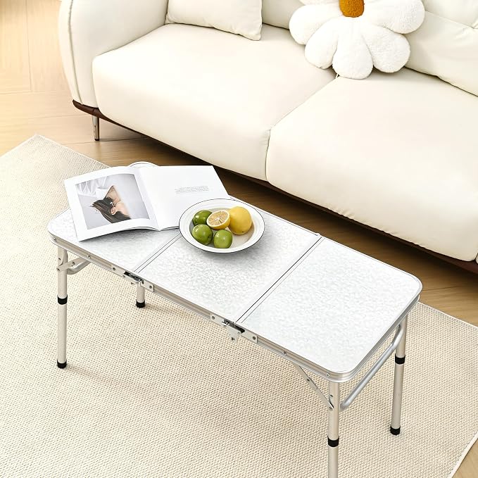 Yriuat Folding Camping Table 3ft Portable Picnic Table Adjustable Height Small - Image 2