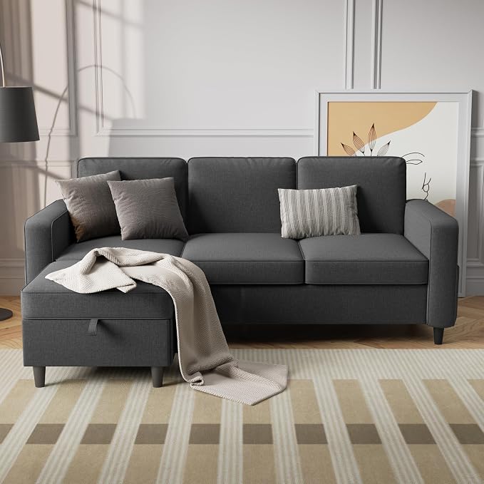 Sectional Sofa Couches for Living Room, Comfy Fabric Convertible Sectionals - Image 7