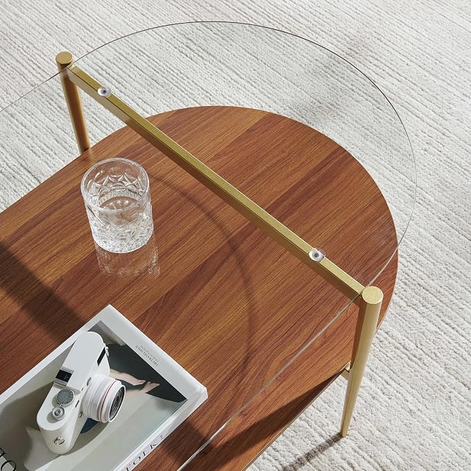 LumFurn X-Large Oval Glass Coffee Table, Mid-Century Modern Design, L47 x W24 x - Image 8