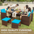 Devoko 9 Pieces Patio Dining Sets Outdoor Space Saving Rattan Chairs - Image 4