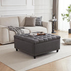 Tbfit Large Square Storage Ottoman Bench, Tufted Upholstered Coffee Table - Image 3