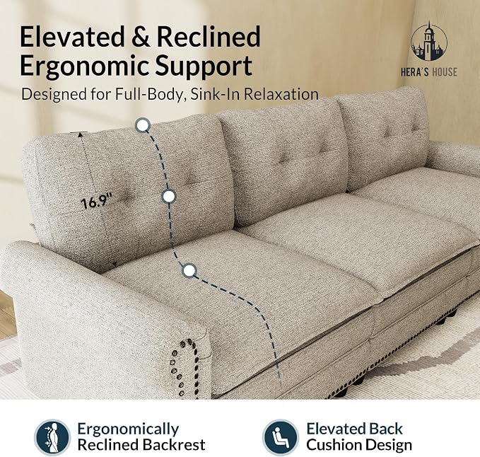 HERA'S HOUSE 3 Pieces Modular Sectional Sofa Sets, Oversized Couch Set - Image 8
