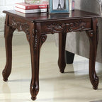Roundhill Furniture Traditional Ornate Detailing Wood End Table, Dark Cherry - Image 3