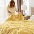 Bedsure GentleSoft Fuzzy Sherpa Faux Fur Twin Blanket Yellow Cozy Gifts - Image 5