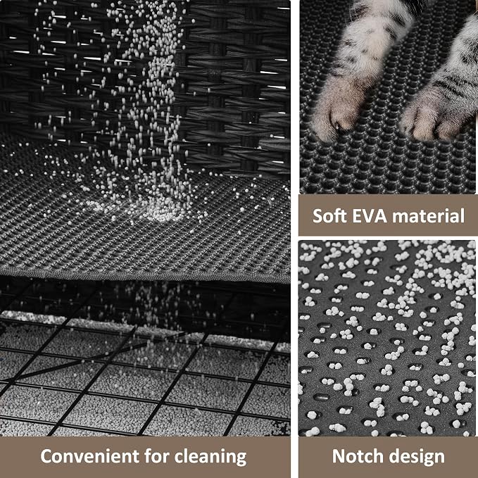 Cat Litter Box Enclosure with Soft Litter Mat; Hidden Cat Washroom Furniture - Image 4