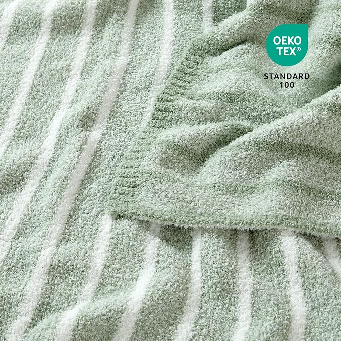 Snuggle Sac Ultra Soft Throw Blanket, Sage Green, Cozy Knitted Ribbed, Fuzzy - Image 4