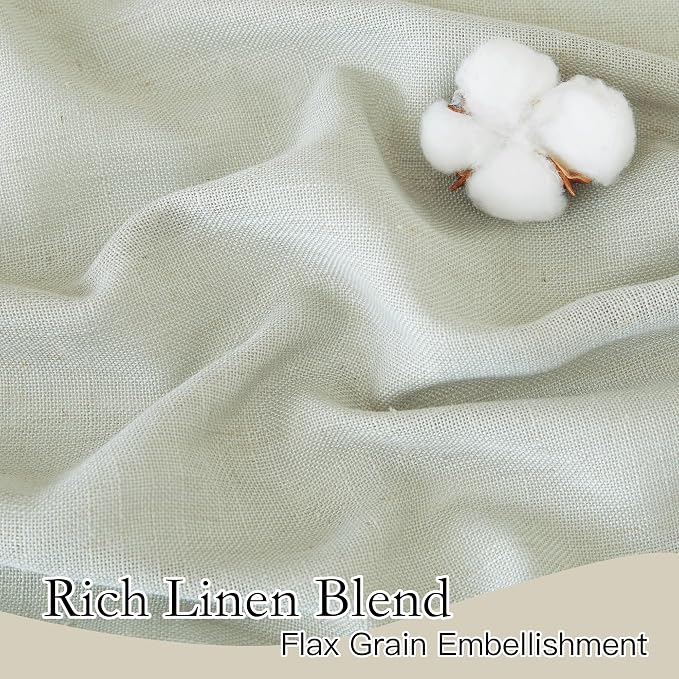 RYB HOME Semi Sheer Linen Curtains Extra Wide Curtains 108" Length, Linen Blend - Image 3