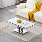 Henf 47" Modern White Faux Marble Coffee Table - Image 4