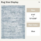 Soalmost 6x9 Area Rug for Living Room Washable Rugs Non-Slip Blue | Low-Pile - Image 3