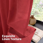 YoungsTex Red Linen Kitchen Curtains 40 Inch Length, Short Light Filtering - Image 7