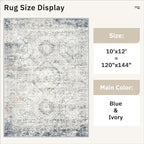 Soalmost 10x12 Area Rugs for Living Room Washable Rug Non-Slip Blue/Ivory | - Image 5