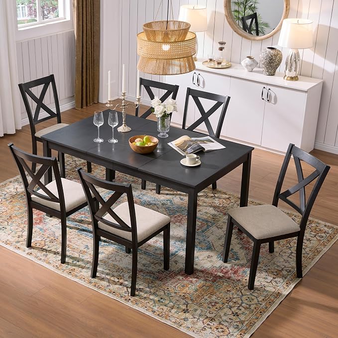 AMERLIFE 7-Piece Farmhouse Dining Table Set - Image 9